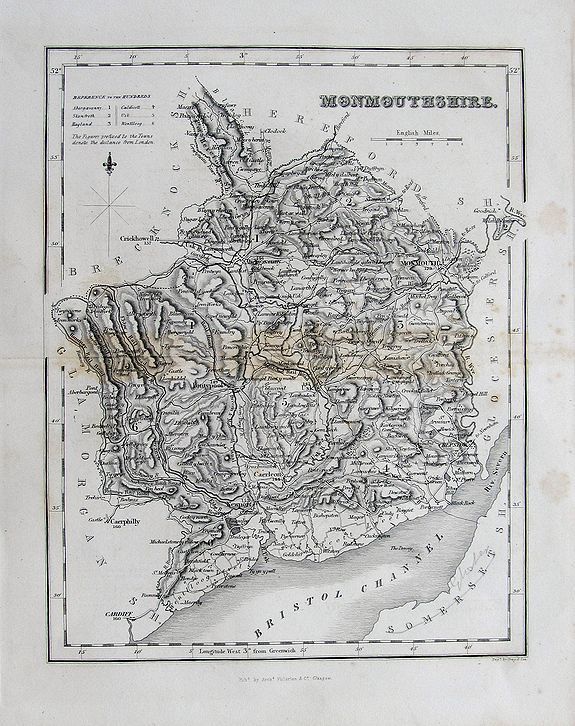 FULLARTON, A., (Lot of 2 maps) Wales - Monmouthsthire, antique map, old maps