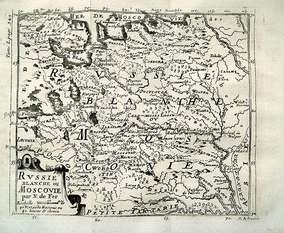 DE FER, N., RUSSIE BLANCHE OU MOSCOVIE par N. de Fer, antique map, old maps