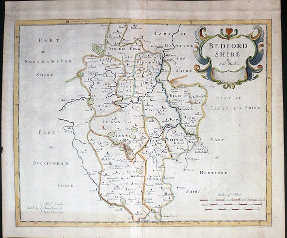 MORDEN, R., Bedfordshire., antique map, old maps