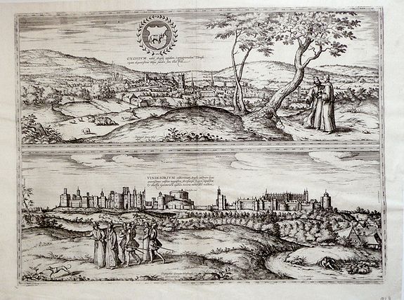 BRAUN, G. /HOGENBERG, F., Oxonium nobile Anglie oppidum...; Vindesorium celeberrimum Anglie castrum... 1588, antique map, old maps