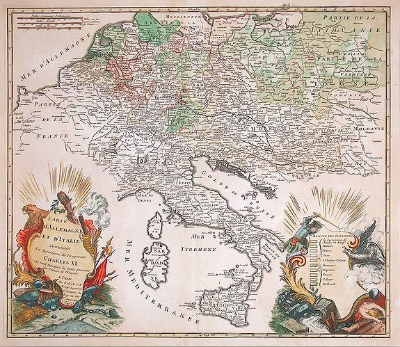 LE ROUGE, Georges Louis, Carte D'Allemagne et D'Italie contenant la succession de l'empereur Charles VI..., antique map, old maps