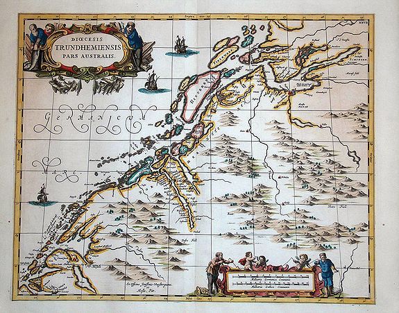 JANSSONIUS VAN WAESBERGHEN, J., Dioecesis Trundhemiensis pars Australis., antique map, old maps