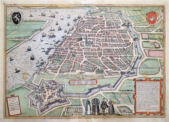 BRAUN, G. & HOGENBERG, F., ANVERPIA, antique map, old maps