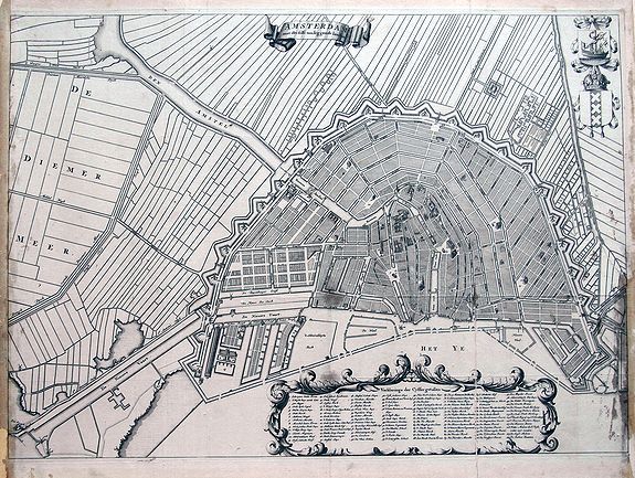 COMMELIN, C., Amsterdam met des selfs omleggende landen., antique map, old maps