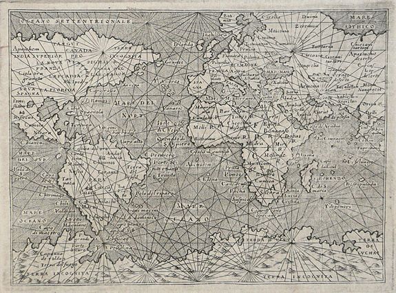 Tommaso Porcacchi, Discorso Intorno alla Carta da Navigare., antique map, old maps