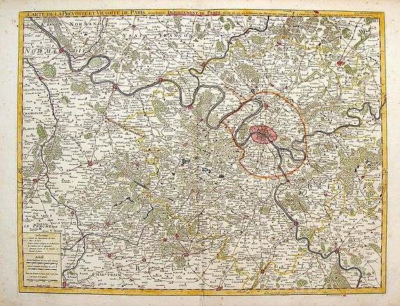 DE L'ISLE, G., Carte de la Prevoste et Vicomte de Paris., antique map, old maps