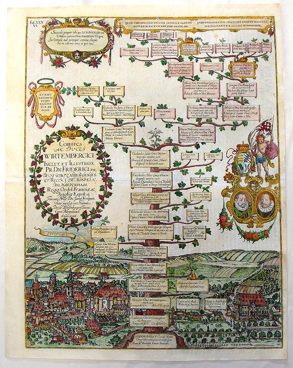 ALBIZZI, A., Comites ac Duces Wirtembergici., antique map, old maps