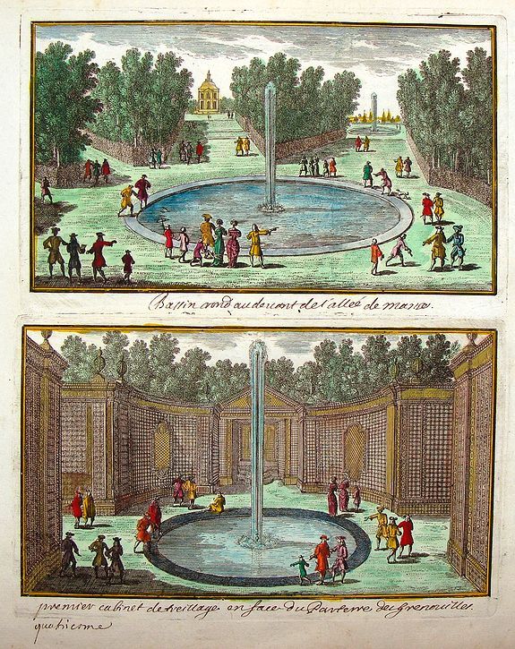PERELLE, A., Vue de Chateau des Jardins et du Canal de Chantilly., antique map, old maps