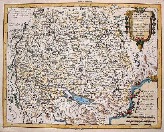 PRETOT, P., Chorographie du Cercle de Souabe d\'apres Vischer, Homan & Hubner., antique map, old maps