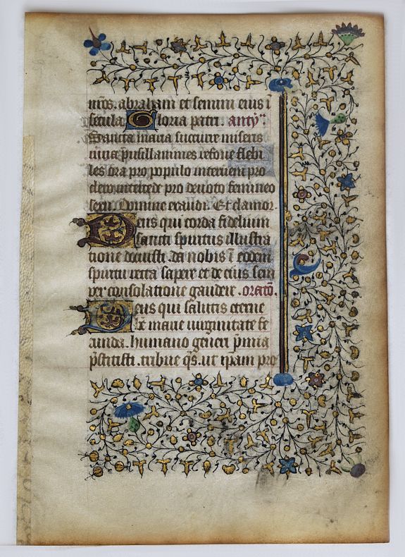 BOOK OF HOURS, A manuscript leaf from a Book of Hours., antique map, old maps