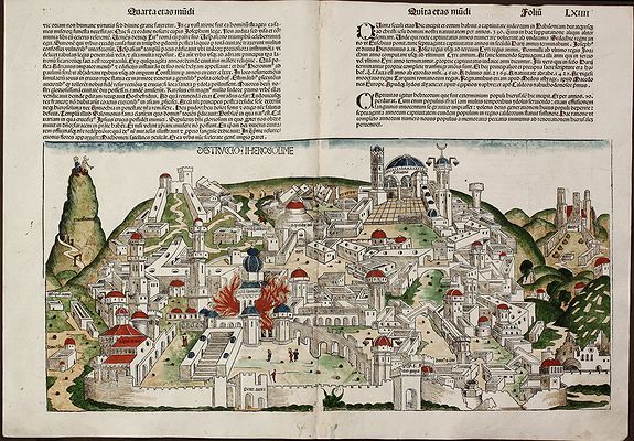 Schedel, H., Destruccio Iherosolime., antique map, old maps