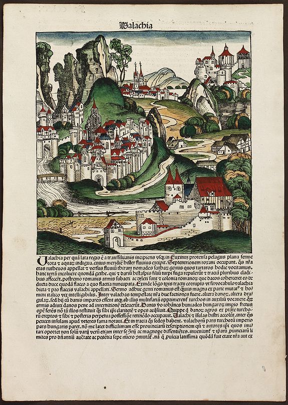 Schedel, H., Walachia, antique map, old maps