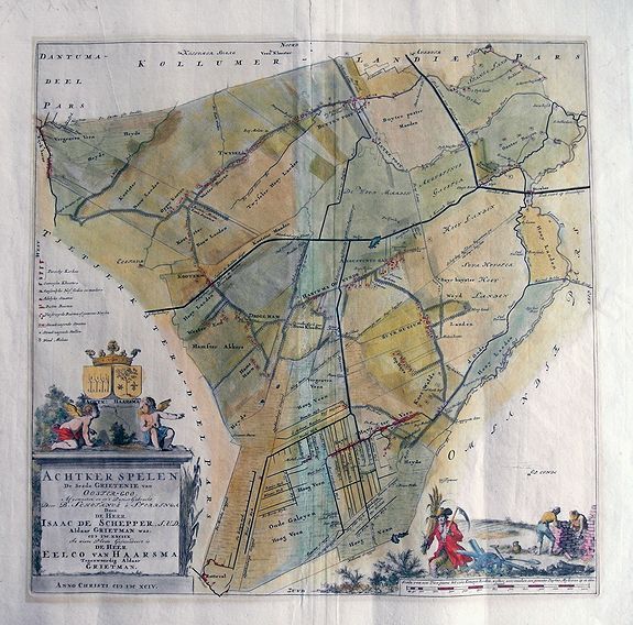 SCHOTANUS, B., ACHTKERSPELEN De sesde Grietenie van Ooster-goo..., antique map, old maps