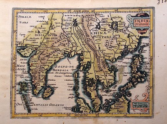 HONDIUS, J, INDIA ORIENTALIS, antique map, old maps