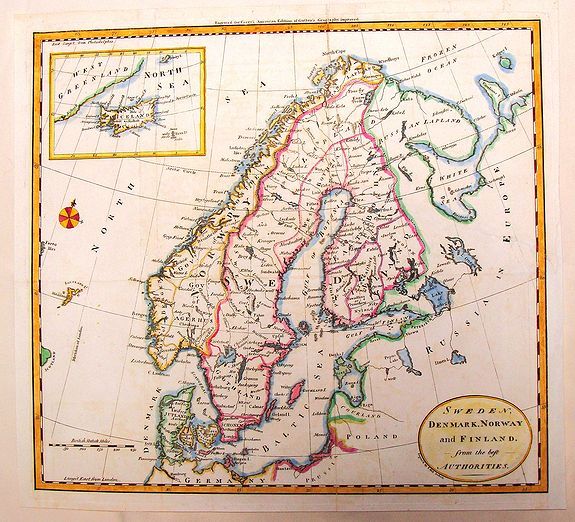 CAREY, J., Sweden, Denmark, Norway and Finland from the Best Authorities., antique map, old maps
