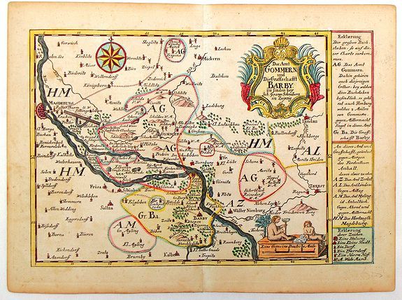 SCHREIBER, J., Das Aml Gommern und Die Graffschassl Barby Zu Fiden Bey., antique map, old maps