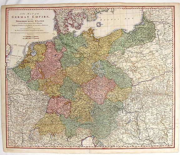 FADEN, W., A New Map of Germany and Its Neighbouring States., antique map, old maps