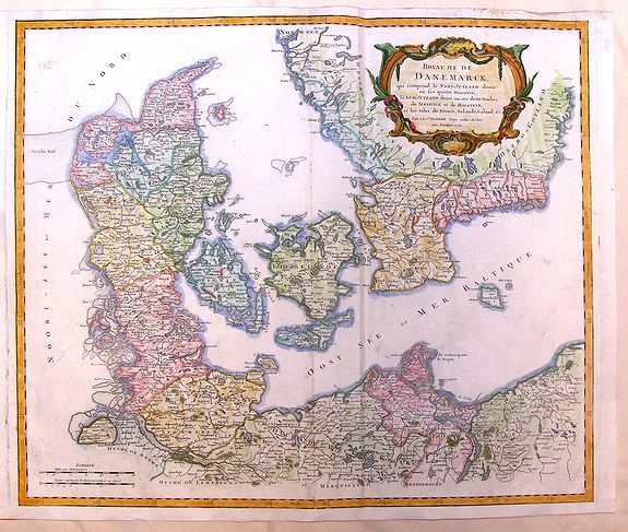 VAUGONDY, G., Royaume de Danemarck, antique map, old maps