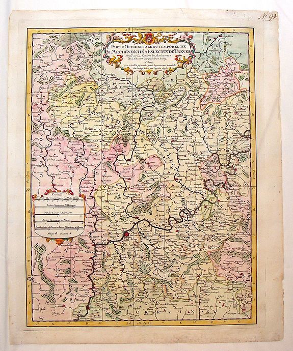 JAILLOT, H. / SANSON, N., Partie Occidentale du Temporel de L'Archevesche et Eslectorat de Treves, antique map, old maps