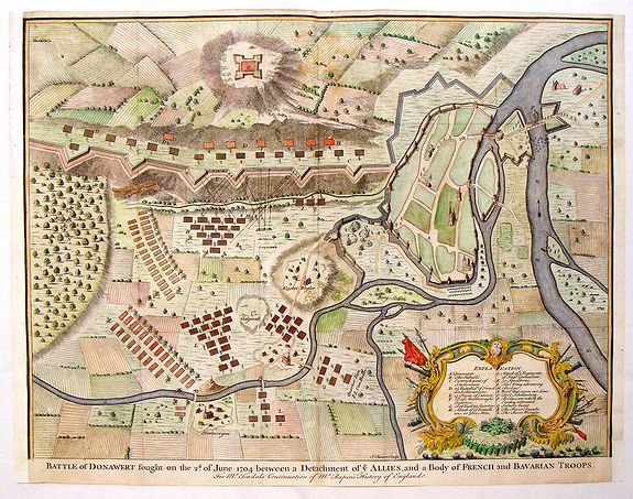 RAPIN, P., Battle of Donawert Between Allies and French & Bavarian Troups., antique map, old maps