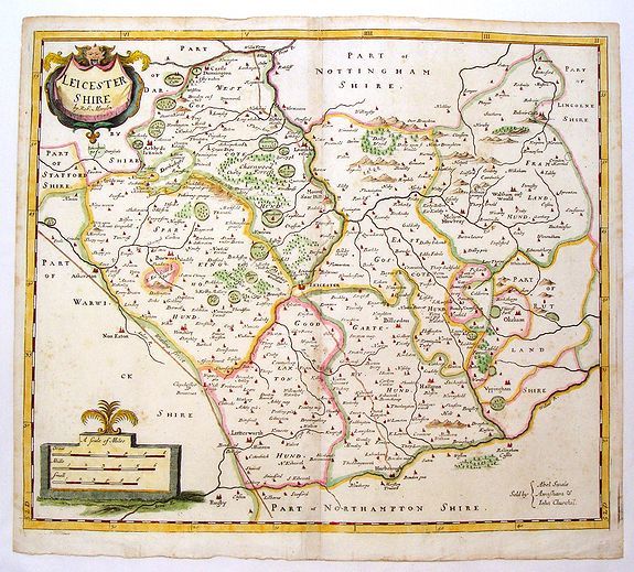 MORDEN, R., Leicestershire., antique map, old maps