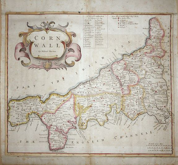 MORDEN, R., Cornwall., antique map, old maps
