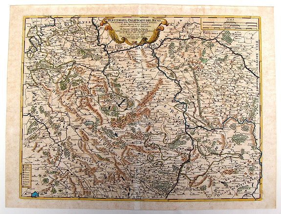 CANTELLI, G., Elettorato Palatinato del Reno., antique map, old maps