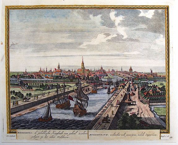 SCHENK, P., Middelburg, de Gelukkigste Koopstadt Van Geheel Zeelant., antique map, old maps