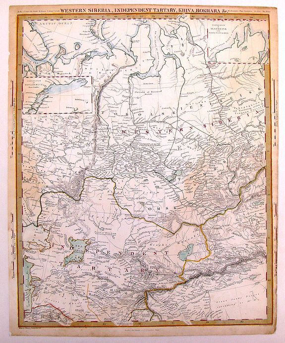 S.D.U.K., Western Siberia, Independent Tartary , Khivam, Bokhara, etc., antique map, old maps