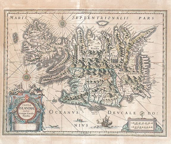 BLAEU, W., Tabula Islandiae., antique map, old maps