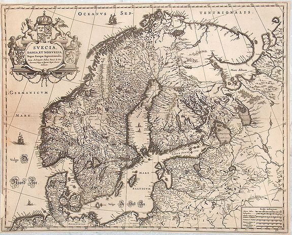 BLAEU, W., Suecia, Dania et Norvegia, Regna Europae Septentrionalia., antique map, old maps