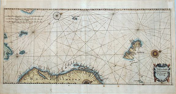 MERIAN, M., Tabula Portuum Occidentalium Norwegiae et Spizbergi., antique map, old maps