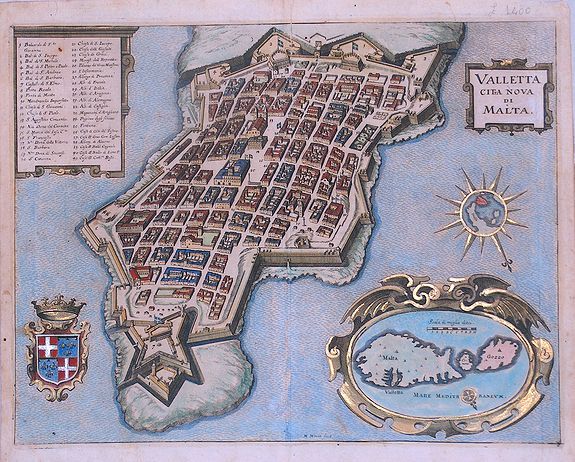 MERIAN, M., Valletta citta nova di Malta., antique map, old maps