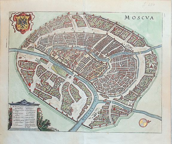 MERIAN, M., Moscva, antique map, old maps