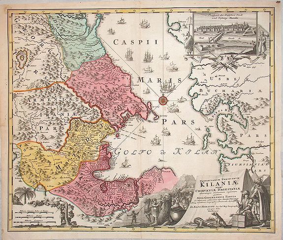 HOMANN, Johann Baptist, Provinciarum Persicarum Kilaniae nempe Chirvaniae Dagestaniae., antique map, old maps