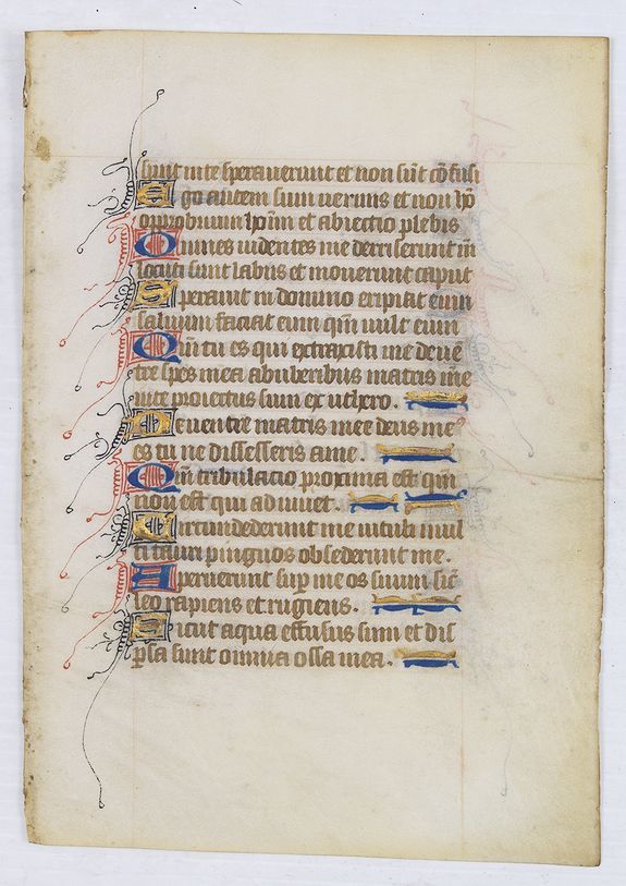 BOOK OF HOURS, Leaf from a Parisian book of hours, on vellum, 20 lines of text., antique map, old maps