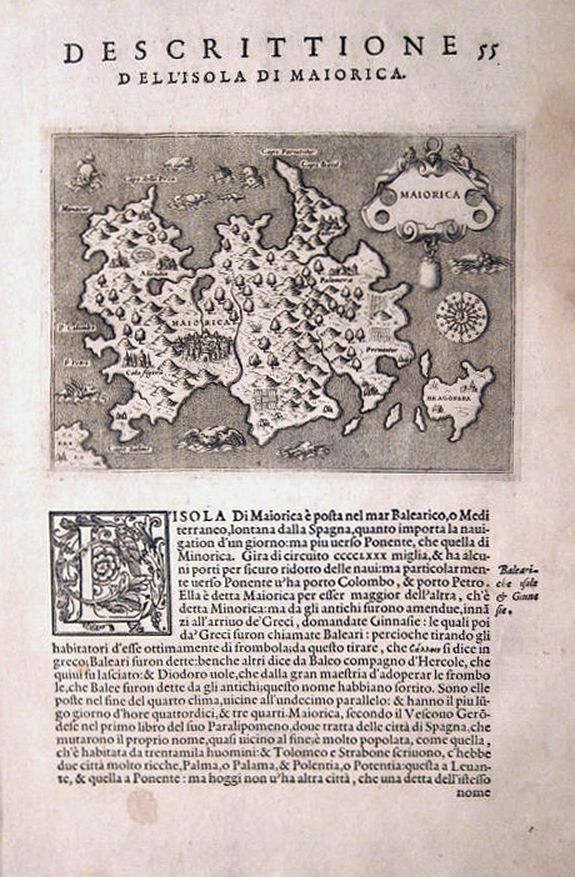 PORCACCHI, T., MAIORCA., antique map, old maps
