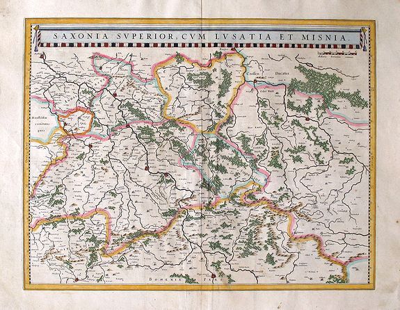 BLAEU, Willem Jansz., SAXONIA SUPERIOR CUM LUSATIA ET MISNIA. , antique map, old maps