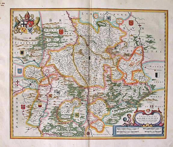 BLAEU, Willem Jansz., Hildesheim: Episcopatus HILDESIENSIS Descriptio ..., antique map, old maps