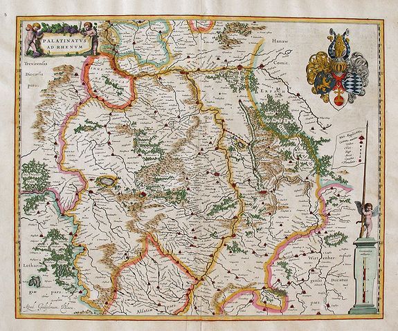BLAEU, Willem Jansz., PALATINATUS AD RHENUM, antique map, old maps