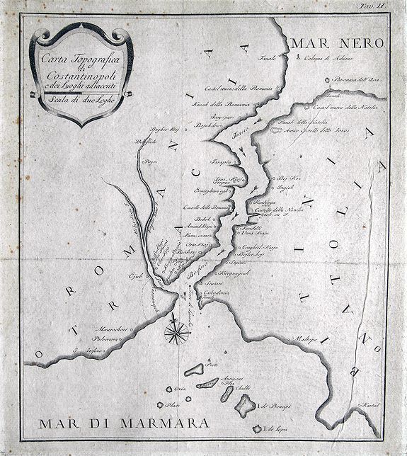 ANONYMOUS, Carta Topografica di Costantinopoli e dei Luoghi adiacenti., antique map, old maps