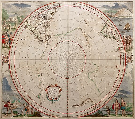 JANSSONIUS, J., Polus Antarcticus., antique map, old maps