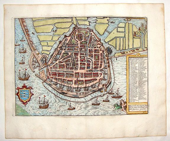 GUICCIARDINI, L., Die stadt Enchuijsen., antique map, old maps