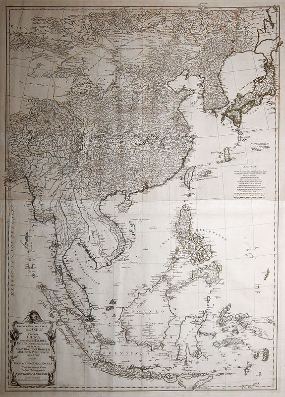 SCHRAEMBLE, F.A., Zweiter Theil der Karte von Asien, welcher China, einen Theil der Taterei, Indien jenseits des Ganges, die Inseln Sumatra, Iava, Borneo, Moluken, Philippinen, und Iapon enthaelt., antique map, old maps