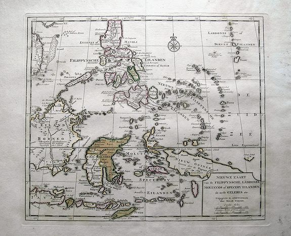 TIRION, I., Nieuwe Kaart van de Filippynsche, Ladrones, Moluccos of Specery Filanden, als Mede Celebes etc., antique map, old maps