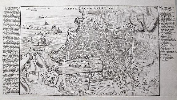 BODENEHR, G., Marseille oder Marsilien., antique map, old maps