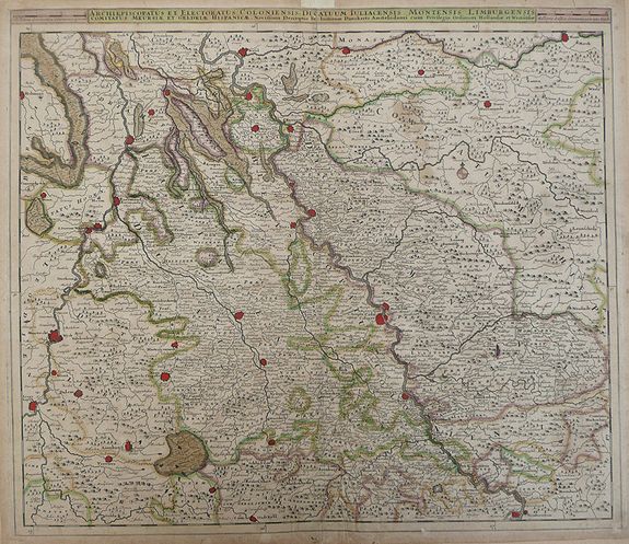 Cornelius Danckerts , Archiepiscopatus et Electoratus Coloniensis DucatumJuliacensis Montensis Limburgensis., antique map, old maps