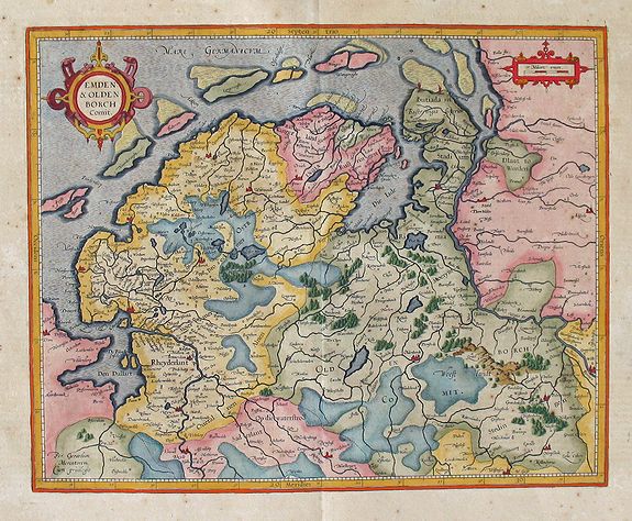 MERCATOR, G., Emden & Olden Borch Comit Per Gerardum Mercatorem., antique map, old maps