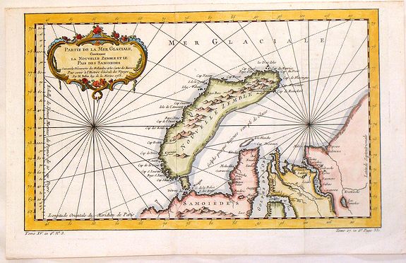 BELLIN, M., Partie de la Mer Glaciale Contenant La Nouvelle Zemble., antique map, old maps