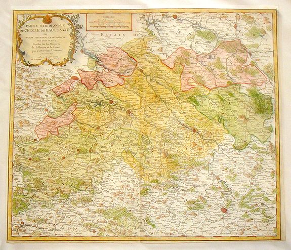 HOMANN HEIRS, Partie Meridionale du Cercle de Haute Saxe., antique map, old maps
